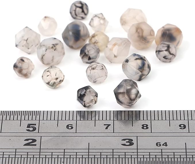 Faceted Natural Black Dragon Agate Stone Round Beads 8mm 36cm/Strand for Jewelry Making