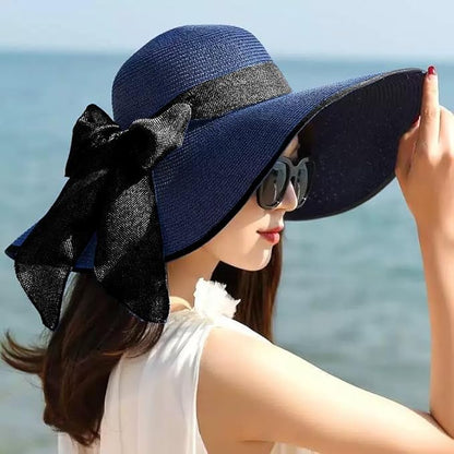 YQHMT Women Beach Sun Hats, Big Wide Brim Straw Hat for Women UPF 80+ UV Protection, Summer Hats Packable Foldable