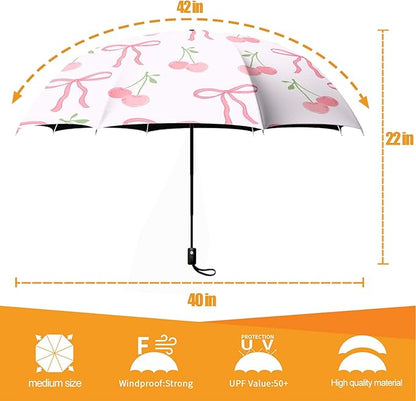 Small Compact Travel Automatic Folding Umbrella for Women, Portable Lightweight, Rain, Wind, UV Sun Shade