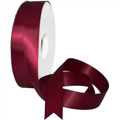 Morex Ribbon Double Face Satin, 7/8 inch by 50 Yards, Wine, Silk Ribbons for Gift Wrapping, Birthday Gifts, Satin Dress for Women, Crafts, Wedding