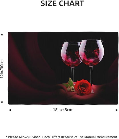 Red Wine Rose Linen Placemats Set of 4 Retro Romantic Rose Floral Art Placemat Indoor Outdoor Party Home Desktop Kitchen Dining Room Decoration 12x18 Inch