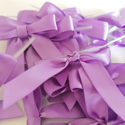50pcs 2-1/2" Purple Satin Ribbon Bows with Twist Ties Mini Ribbon Bows for Candy Partiy Decoration Gift Packing&Wrapping Accessoried(Purple)