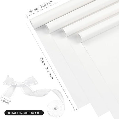 Jutieuo 20 Sheets Ivory Flower Wrapping Paper, Waterproof Floral Wrap Solid Bouquet Wrapping Paper Florist Supplies (22.8 x 22.8 inch)