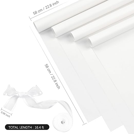 Jutieuo 20 Sheets Ivory Flower Wrapping Paper, Waterproof Floral Wrap Solid Bouquet Wrapping Paper Florist Supplies (22.8 x 22.8 inch)