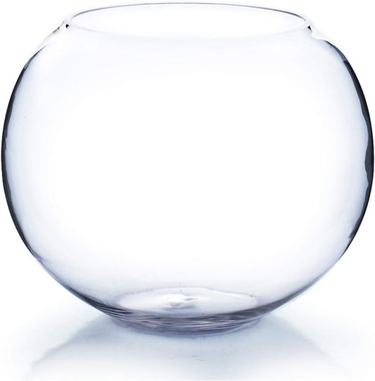 WGV Large Bowl Glass Vase, Diameter 12", Height 10", (Multiple Sizes Choices) Clear Round Bubble Vase Jar, Floral Planter Terrarium for Wedding Event Home Decor, 1 Piece (VBW1210)