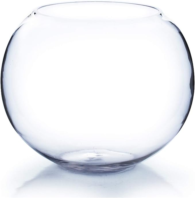 WGV Large Bowl Glass Vase, Diameter 9", Height 8", (Multiple Sizes Choices) Clear Round Bubble Vase Jar, Floral Planter Terrarium for Wedding Event Home Decor, 1 Piece (VBW1008)