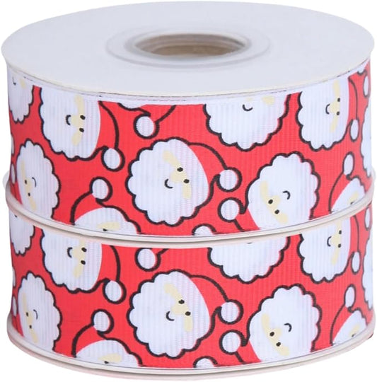 20 Yards Santa Grosgrain Ribbon 1 Inch Red Santa Ribbons for Christmas Gift Wrapping Wreath Bow DIY Crafts Supplies (Santa)