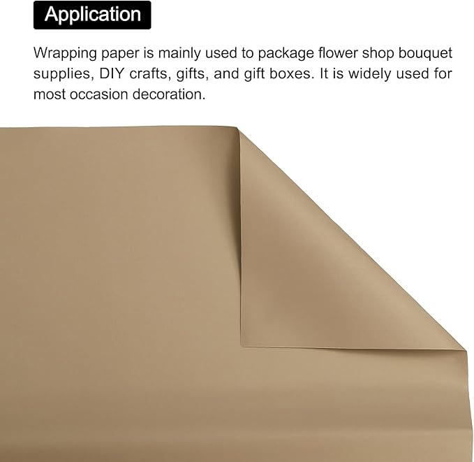 MECCANIXITY 10 Pcs Flower Wrapping Paper 22.8x22.8 Inch Waterproof Florists Wrapping Paper for Florist Bouquet Supplies, DIY Crafts, Gift/Gift Box Packaging Brown