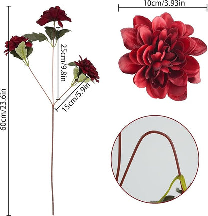 Uieke 6PCS Artificial Daisy Mums Flowers with Stem, Silk Gerbera Daisies Flowers Arrangement for Home Party Wedding Bridesmaid Bouquets Christmas Table Centerpieces Decor (Burgundy Red)
