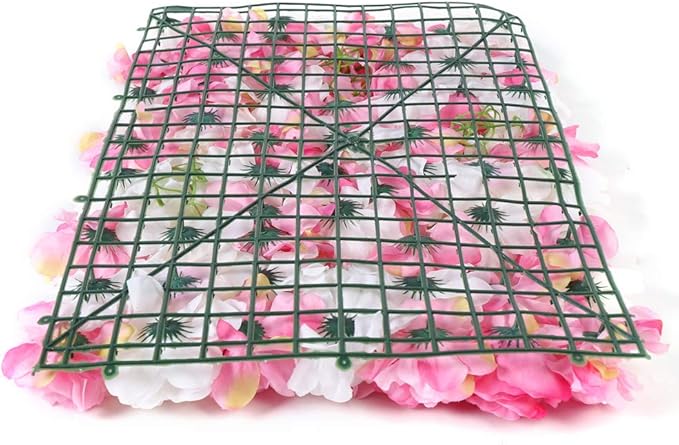 16"x 24" Artificial Flower Wall Panels,Flower Wall Mat Silk Flower Panels for Outdoor Garden Backyard Fence Fence Privacy Screen and Indoor Wall Decor (8Pcs Pink+White 8)