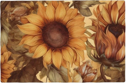 Placemats 4 pcs Sunflower Double-Layer Imitation Linen Place Mats Non-Slip Heat-Resistant Tablemats for Home Restaurant Hotel 18×12 Inch