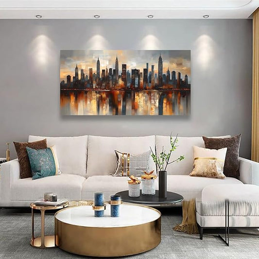Abstraction Pictures Canvas Wall Art for Living room Office Bedroom Wall Decor,City night Scene Wall Art Print Paintings Modern Natural Landscape Artwork Waterproof Ready to Hang-20x40inch