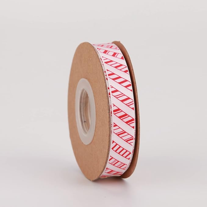 4 Rolls Total 40 Yards Red Striped Ribbon 3/8 Inch Christmas Candy Cane Ribbons Use for Christmas Gift Wrapping, Party Decoration,All Crafting and Sewing (3/8inch, red)