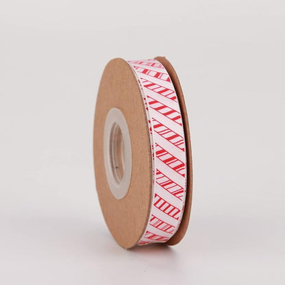 4 Rolls Total 40 Yards Red Striped Ribbon 3/8 Inch Christmas Candy Cane Ribbons Use for Christmas Gift Wrapping, Party Decoration,All Crafting and Sewing (3/8inch, red)