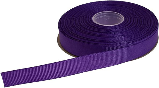 Solid Grosgrain Ribbon 25 Yard Each Roll 100% Polyester Woven Edge (5/8", Purple)