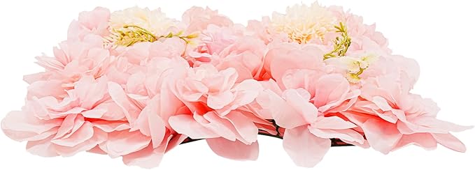 12 Pcs White Flower Wall Flowers Backdrop Artificial Flower for Backdrop Flowers Decoration 3D Floral Panels for Wall Decor Home Party Wedding Room Decoration (38x38cm/Pink+ Champagne)
