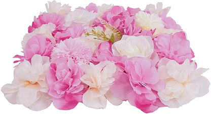 12Pcs Artificial Flower Wall Panel 3D Floral Backdrop Wall 15" X 15" Flower Wall Decor Panel Flower Wall Backdrop Faux Flower Panel for Party Home Background Decor, Pink