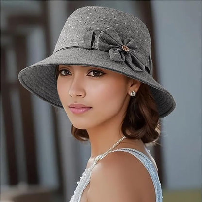 Glamorstar Cloche Hats for Women Vintage Bowler Hat Floral Fedora Bucket Hats