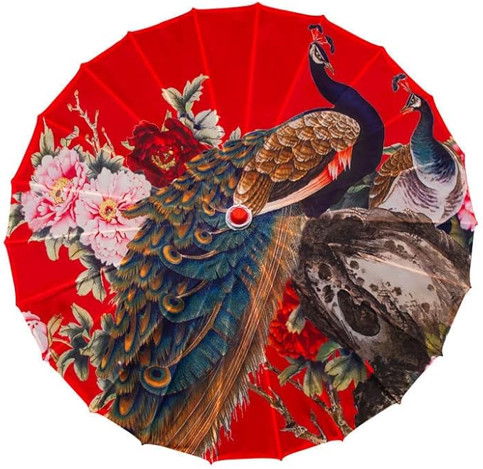 Parasol Chinese Style Classical Oil Paper Umbrella Rainproof Umbrella, Parasol Pendent Floral Mulitcolor Paper and Bamboo Painted Paper Parasol
