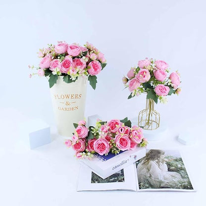 8 Bundles Peonies Artificial Flowers Silk Peonies Faux Flowers Fake Peonies Artificial Flowers Peonies Bouquet for Table Centerpieces Decoration Wedding Decor Home Party Decor (Dark Pink)