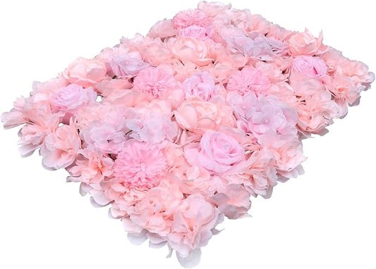 Gdrasuya10 6pcs Realistic Flower Wall Background Artificial Flowers Wall Backdrop Panel 3D Silk Rose Fake Flower Wall Panel Banquet Wedding Party Decor, Photography Background 60 x 40 cm