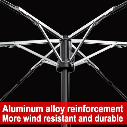 Automatic Mini Travel Windproof Folding Umbrella - UV Protection, Instant Open/Close for Rain/Sun, Small Compact Lightweight Design Fits in Tote Bag/Travel Case/Backpack for Commute, Women & Men