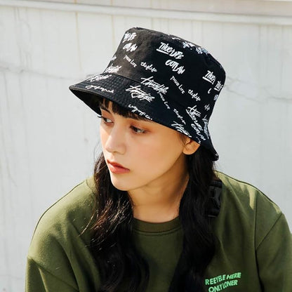 Malaxlx Unisex Bucket Hat Beach Sun Hat Aesthetic Fishing Hat for Men Women Teens, Reversible Double-Side-Wear