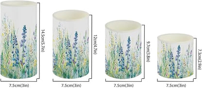 Flameless Candles Battery Powered LED Candles with Remote Timer Color Changing Control for Indoor Outdoor Home Table Beach Wedding Decoration Set of 4, Blue Green Floral