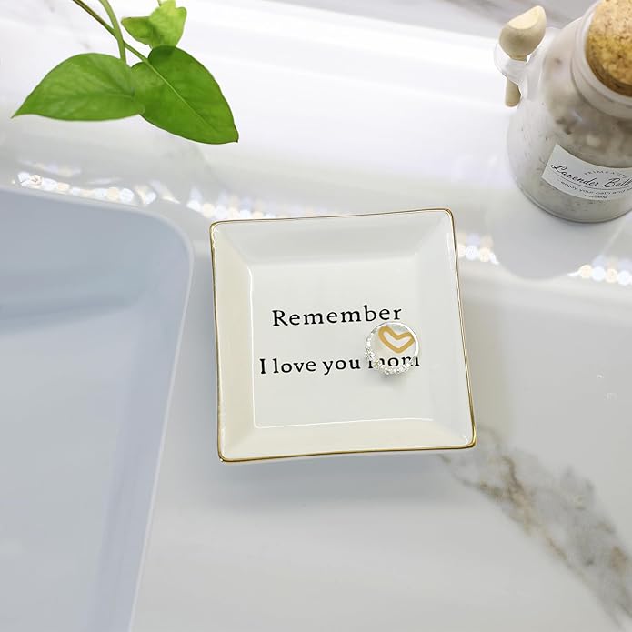 HOME SMILE Ceramic Ring Dish Jewelry Tray for Mom Sister Friends