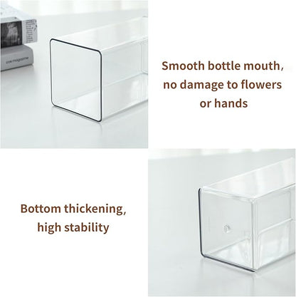 Acrylic Square Flower Vase, Non-breakable Vase, 5" x 5" x 10" Tall Clear Vases for Flower, Large Cube Floral Plant Container, Planter Terrarium for Wedding Party Event, Home Office Decor