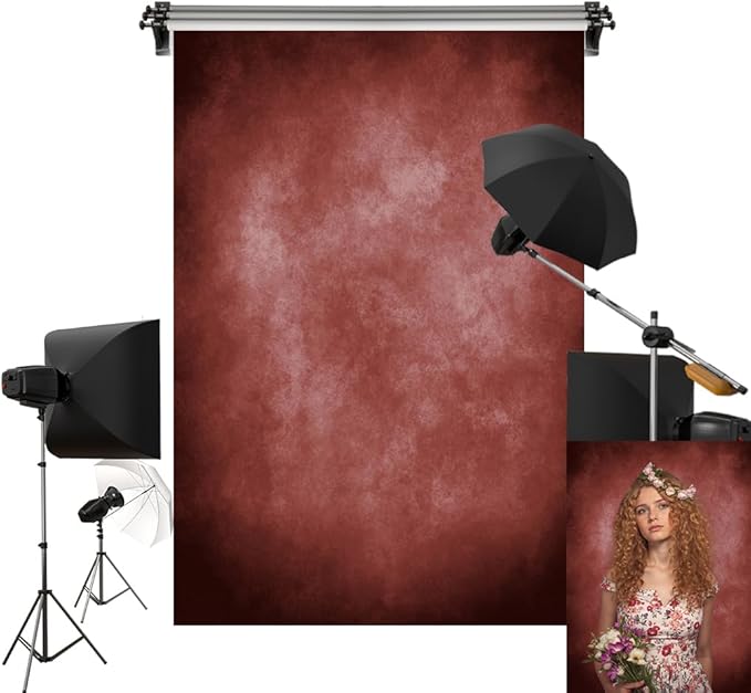 Kate 8x8ft/2.5x2.5m Red Abstract Backdrop Retro Dark Red Texture Portrait Photography Backgrounds Studio Props