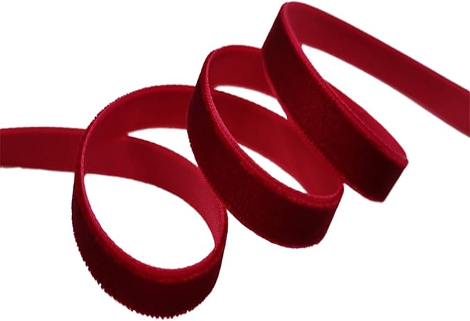 Nylon Single Face Velvet Ribbon,3/8 Inch X 25 Yards Spool (Hot Red)