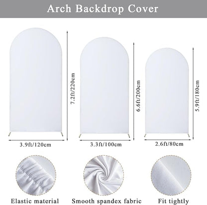 Wedding Arch Backdrop Stand Set of 3, (6, 6.6, 7.2) Metal Arch Backdrop Stand with Wedding Arch Cover, Wedding Balloon Arch Backdrop Stand for Birthday, Baby Shower, Anniversary.