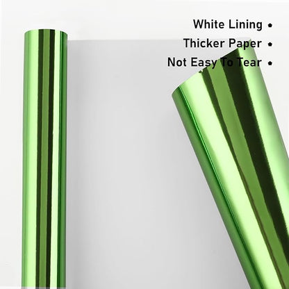 NESCCI Light Green Metallic Wrapping Paper, Solid Color Paper,Gift Wrapping Paper,Perfect for Wedding,Valentine's Day,Birthday, Christmas,Baby Shower,DIY Bouquet (17.5 Inches X 32.8 Feet)
