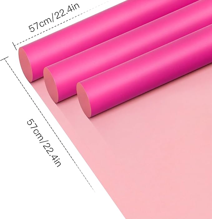 WRAPAHOLIC 20 Sheets Flower Wrapping Paper - 22.4 x 22.4 inch Hot Pink Color Water-Resistant Floral Bouquet Wrapping Paper, Florist Supplies Packaging for Wedding Birthday Gift DIY