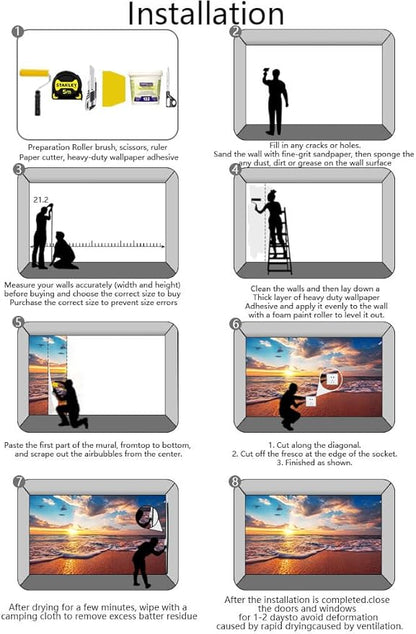 Sunset Over The sea, Blue Sky, White Clouds and sea Water Form a Beautiful Natural Landscape Wallpaper, Large Background Wall murals(Non-self-Adhesive)