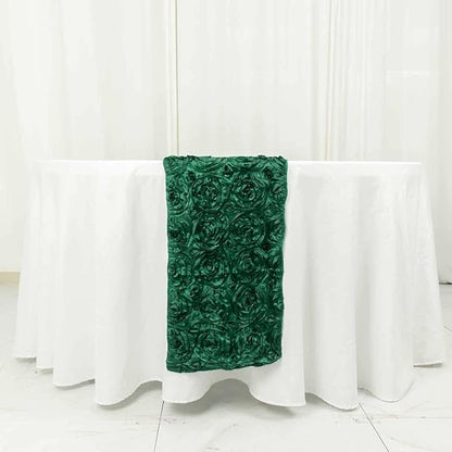 Efavormart Wonderland Rosette Premium Table Runners for Weddings Party Banquets Decor Fit Rectangle and Round Table - Hunter Emerald Green