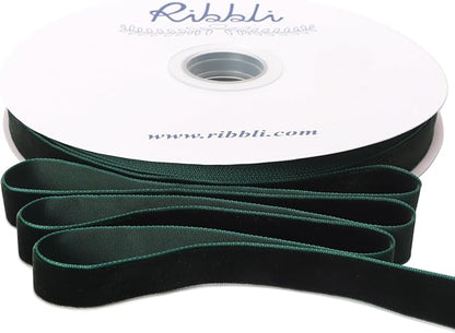 Ribbli Dark Green Velvet Ribbon 5/8 Inches Continuous 25 Yard Spool Green Christmas Ribbon for Gift Wrapping Crafts Home Decor