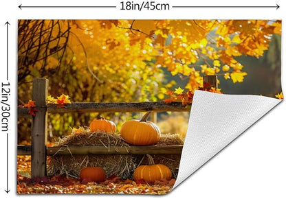 PVC Placemats Set of 1 Wipeable Table Mats Washable Heat Resistant Non Slip Vinyl Dining Table Mat for Kitchen Indoor Outdoor Patio Farmhouse Place Mats Autumn Pumpkin Maple Decorative