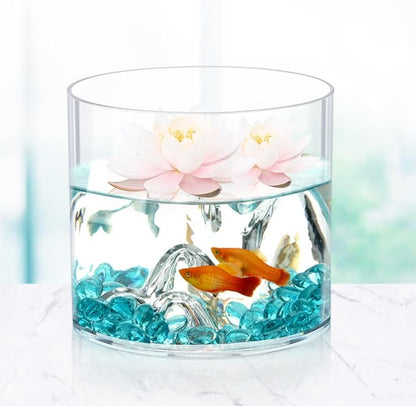 Flower Clear Plastic Vase Centerpiece for Home, Wedding Party, Clear Cylinder Wide Vase for Flowers, Decorative Wide Mouth Vase for Decor, Centerpieces, 6” × 6" Opening Round (Not Glass)