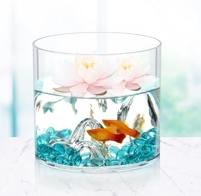 JYPS Flower Clear Vase Centerpiece for Home 1-Set of 2 Sizes, Wedding Party, Plastic Clear Cylinder Wide Vase for Flowers, Decorative Wide Mouth Vase for Decor, Centerpieces, Large Clear Container