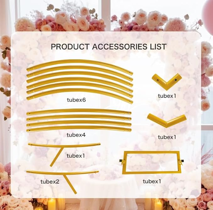 Heart Shape Wedding Metal Arch Backdrop Gold Flower Balloon Arbors Stand for Wedding Birthday Party, Graduation Decorations and Baby Shower 2M