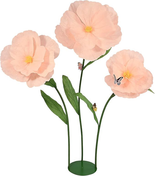 5.8 Ft Giant Artificial Flowers,Large Paper Flower,Huge Poppy Flowers Decoration for Wedding,Hotel,Office,Window Display and Home Farmhouse Decor(Champagne)