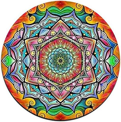 Mandala Pattern Round Coaster Set - Made of Recycled Rubber - Set of 4