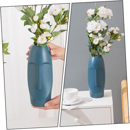 Abstract Navy Blue Plastic Flower Vase Lightweight Desktop Ornament for Dried Flowers Home Decoration Wedding Shop Window Display