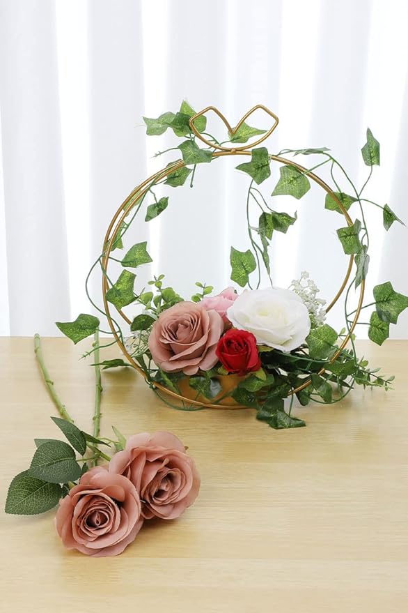 Artificial Rose Flower Artificial Flowers Flower with Long Stem Silk Roses Bouquet for Wedding Bridal Shower Party Home Decoration (Dusty Rose, 50 Pcs)