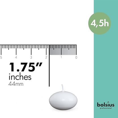 Bolsius Unscented 1.75" Floating Candles – Set of 40 White Floating Candles – Cute and Elegant Burning Candles – Candles with Nice and Smooth Flame – Party Accessories