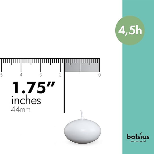 Bolsius Unscented 1.75" Floating Candles – Set of 40 White Floating Candles – Cute and Elegant Burning Candles – Candles with Nice and Smooth Flame – Party Accessories