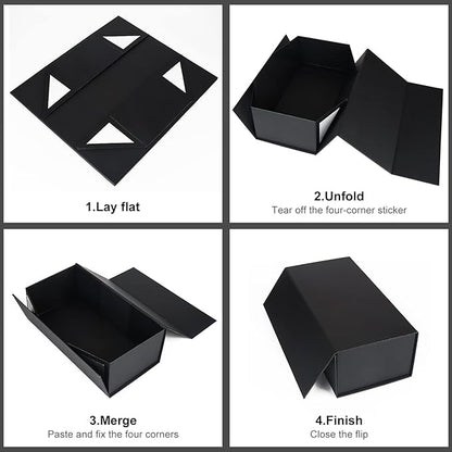 Gift Boxes Black with Magnetic Closure Lid 12" X 6" X 4" Gift Boxes for Presents,Luxury for Gift Packaging, Bridesmaid Gifts Box,Birthday Gift Box,Christmas Gift Box(5PCS)