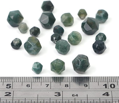 Faceted Natural Moss Agate Stone Round Beads 6mm 36cm/Strand for Jewelry Making